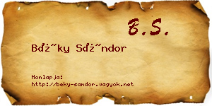 Béky Sándor névjegykártya