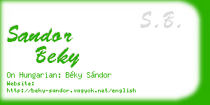 sandor beky business card